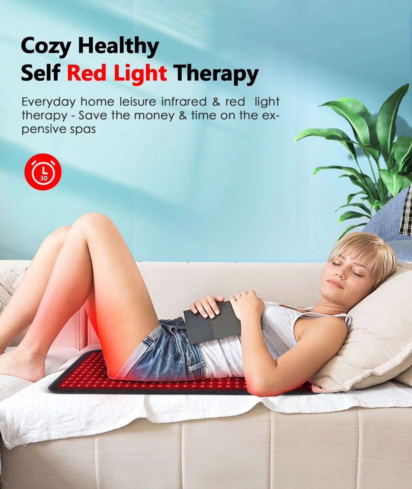 360 LEDs Red&Infrared Light Therapy Belt Knee Joint Back Waist Pain Fatigue Relief Large Wrap Pad Full Body Muscle Relax Mat Kit
