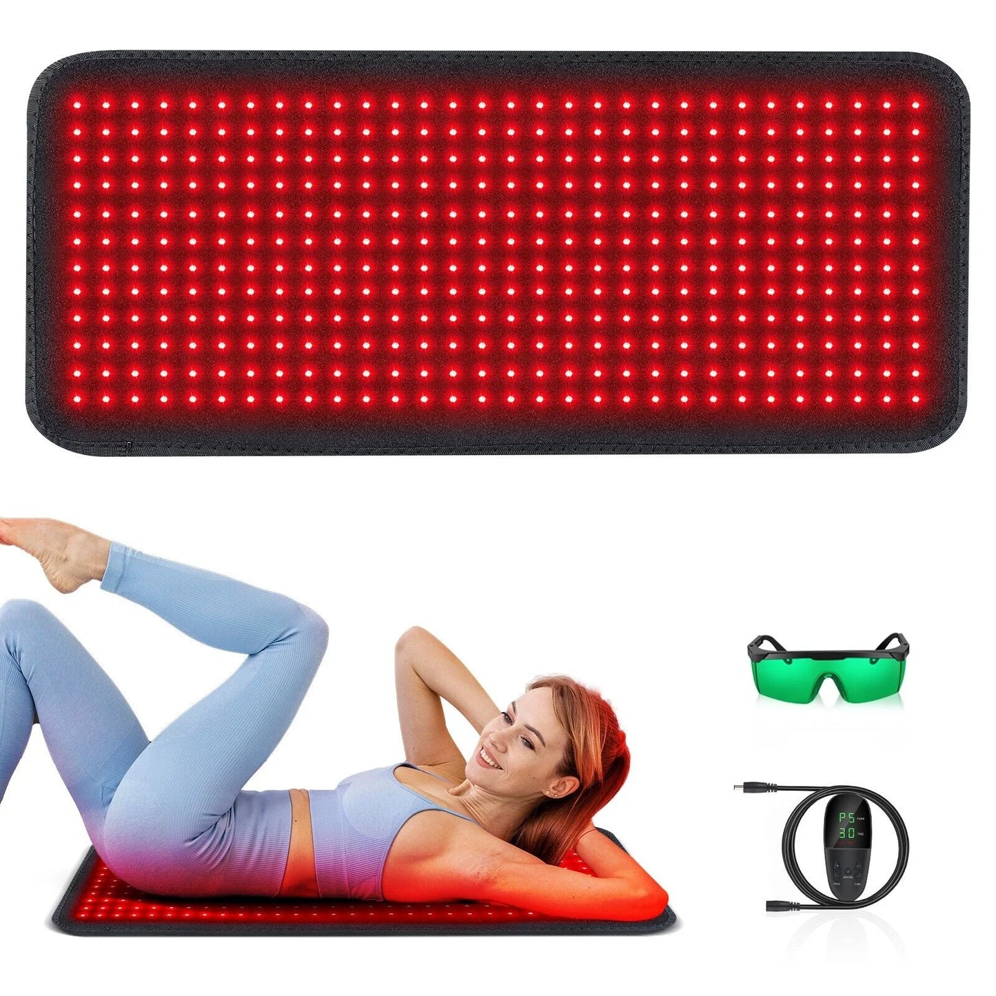 360 LEDs Red&Infrared Light Therapy Belt Knee Joint Back Waist Pain Fatigue Relief Large Wrap Pad Full Body Muscle Relax Mat Kit