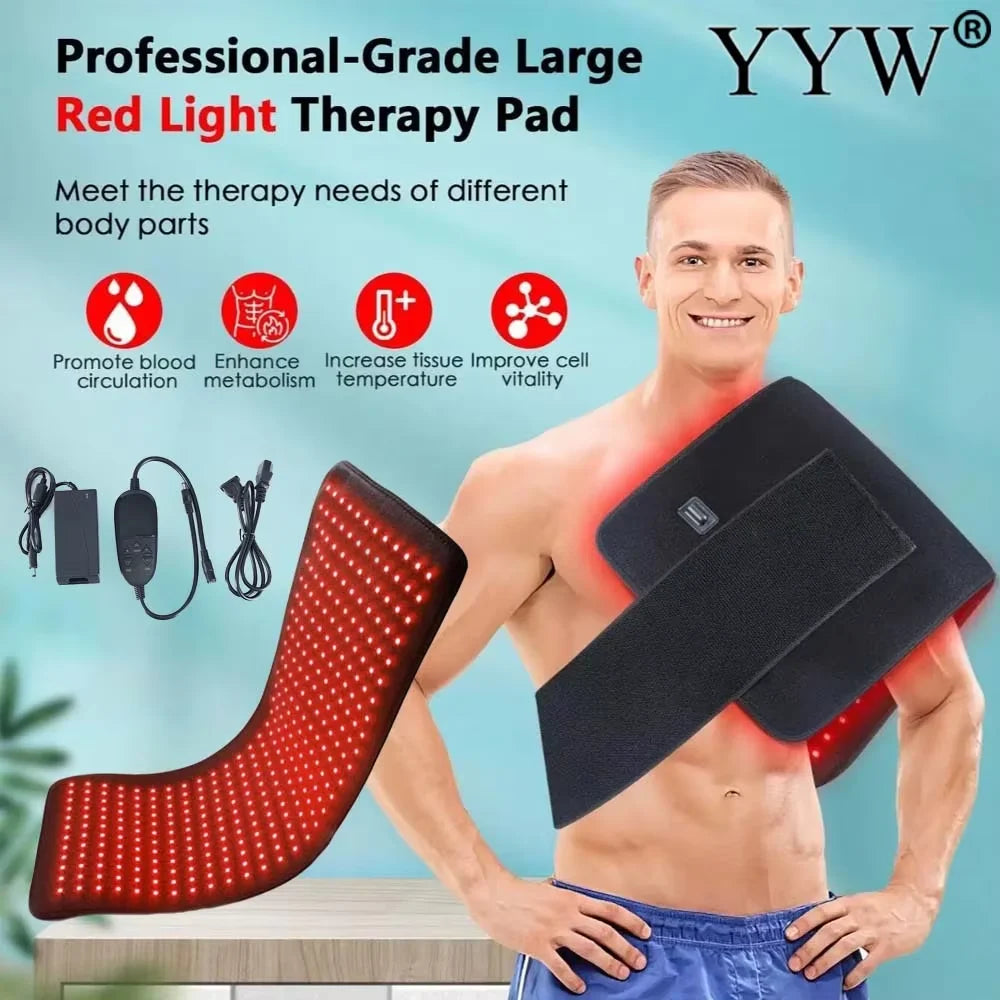 360 LEDs Red&Infrared Light Therapy Belt Knee Joint Back Waist Pain Fatigue Relief Large Wrap Pad Full Body Muscle Relax Mat Kit
