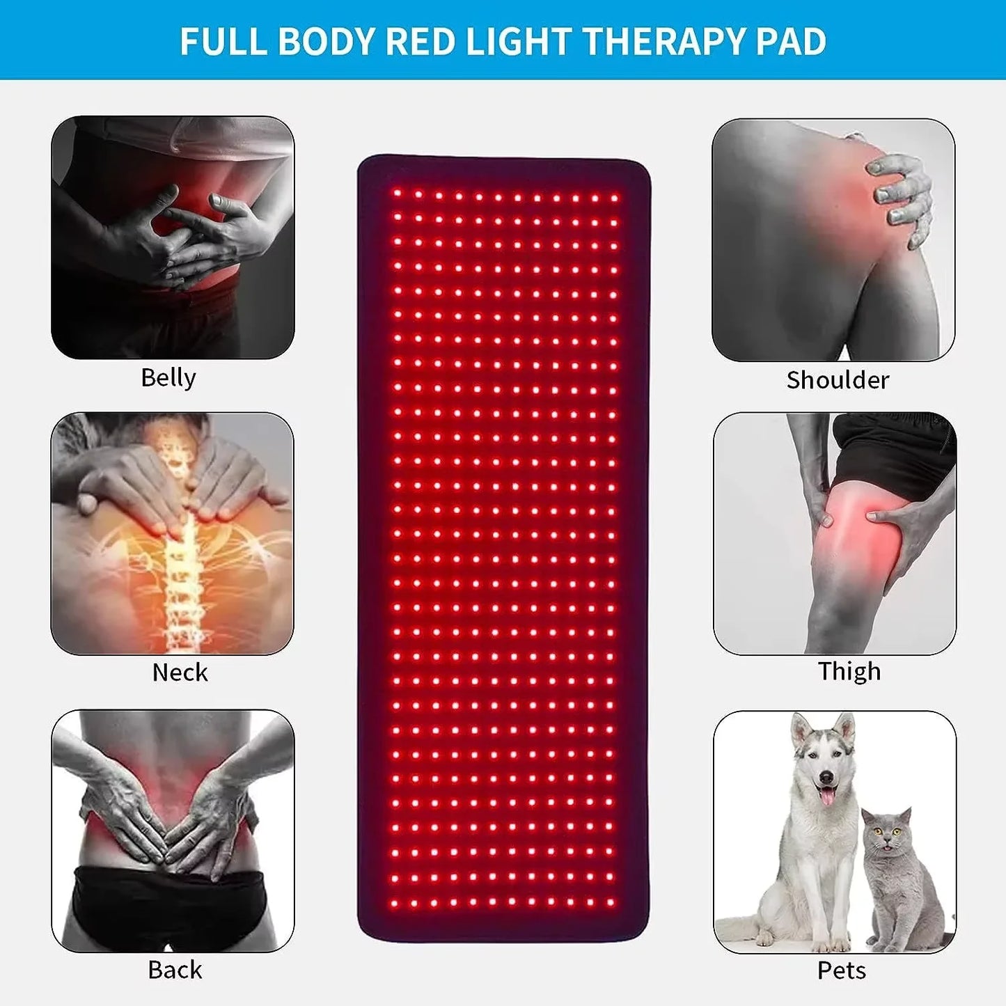 360 LEDs Red&Infrared Light Therapy Belt Knee Joint Back Waist Pain Fatigue Relief Large Wrap Pad Full Body Muscle Relax Mat Kit