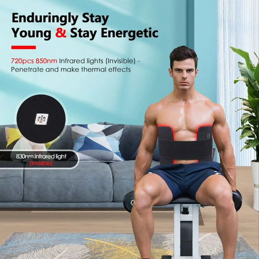 360 LEDs Red＆Infrared Light Therapy Belt Knee Joint Back Waist Pain Fatigue Relief Large Wrap Pad Full Body Muscle Relax Mat Kit