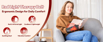 Red Light Therapy Wrap with Heat & Vibration, Infrared LED Pad for Wrist Arm Knee Pain Relief, Cordless Massager 660nm/850nm
