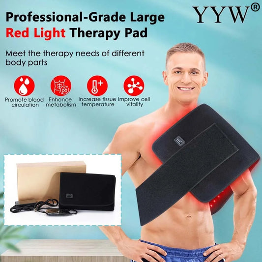 360 LEDs Red＆Infrared Light Therapy Belt Knee Joint Back Waist Pain Fatigue Relief Large Wrap Pad Full Body Muscle Relax Mat Kit