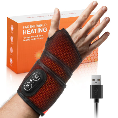 Red Light Therapy Wrap with Heat & Vibration, Infrared LED Pad for Wrist Arm Knee Pain Relief, Cordless Massager 660nm/850nm