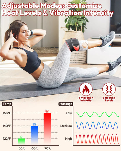 Red Light Therapy Wrap with Heat & Vibration, Infrared LED Pad for Wrist Arm Knee Pain Relief, Cordless Massager 660nm/850nm