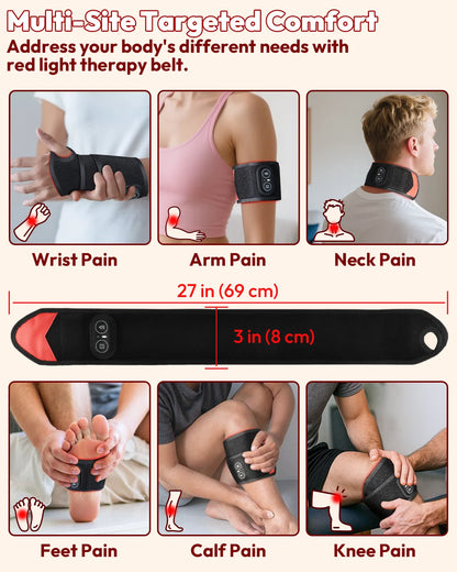 Red Light Therapy Wrap with Heat & Vibration, Infrared LED Pad for Wrist Arm Knee Pain Relief, Cordless Massager 660nm/850nm